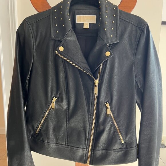 Michael Kors black faux leather jacket size M - Picture 1 of 9